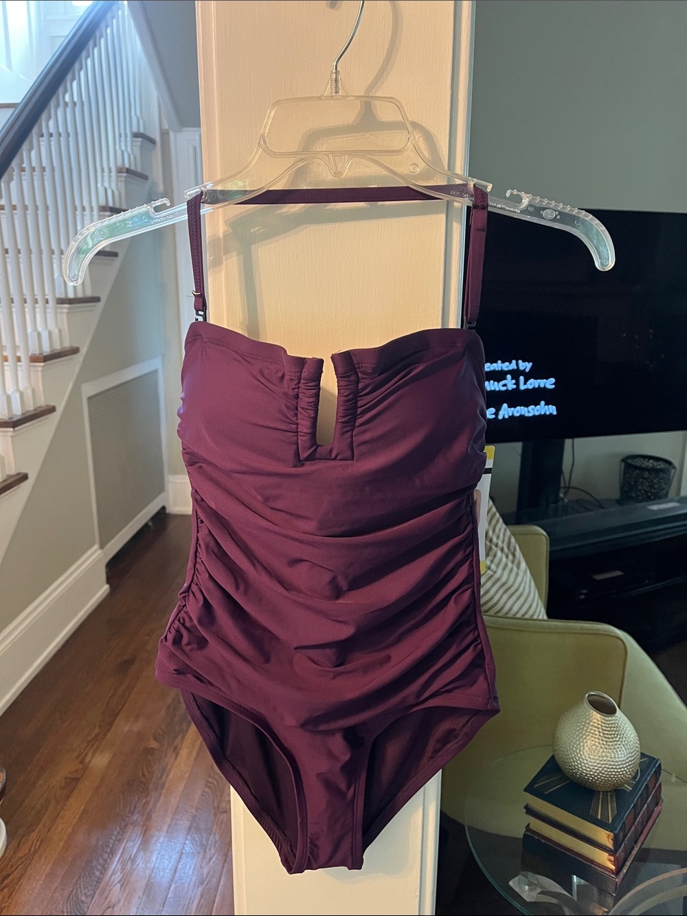 NWT Dkny Plum Ruched One-Piece Swimsuit
